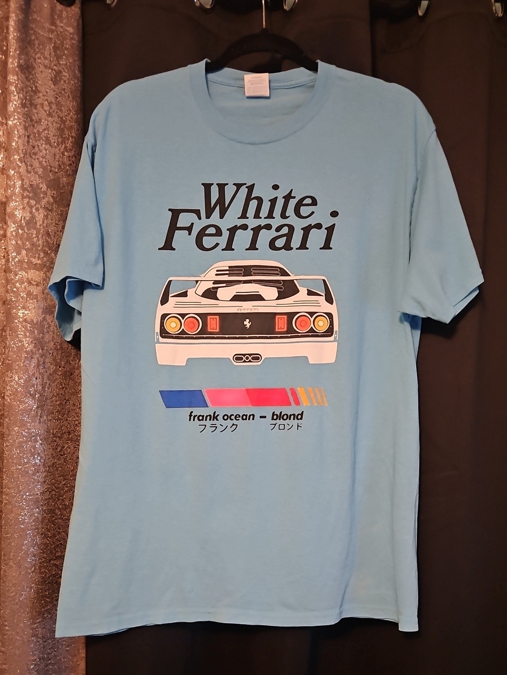 Port And Company White Ferrari Frank Ocean Blond Graphic Tee - Light Blue Size L